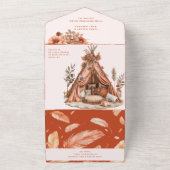 Boho Orange Blume alle in einer Hochzeitseinladung All In One Einladung (Außenbereich)