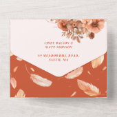 Boho Orange Blume alle in einer Hochzeitseinladung All In One Einladung (Rückseite)