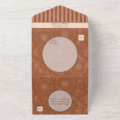 Boho Orange & Brown Geometric Stripe All In One Einladung (Außenbereich)