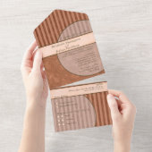 Boho Orange & Brown Geometric Stripe All In One Einladung (Abreißen)