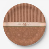 Boho Orange & Brown Geometric Stripe Pappteller (Vorderseite)