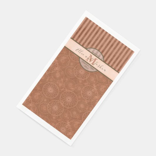 Boho Orange & Brown Geometric Stripe Serviette (Ecke)