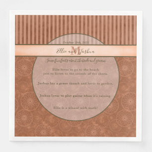 Boho Orange & Brown Geometric Stripe Serviette