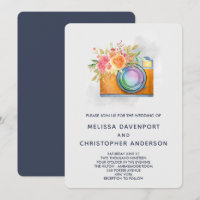 Boho Orange Camera & Blume Wasserfarbenhochzeit