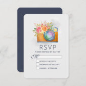 Boho Orange Camera & Blume Wasserfarbenhochzeit RSVP Karte (Vorne/Hinten)