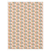 Boho Orange Camera & Blume Wasserfarbmuster Tischdecke (Vorderseite)