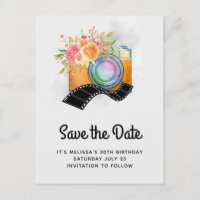 Boho Orange Camera Wasserfarbe Save the Date