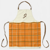 Boho Orange Chocolate Cream Green Grid Monogram Schürze (Vorderseite)