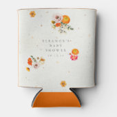 Boho Orange Cottagecore Floral Baby Shower Name Dosenkühler (Vorderseite)