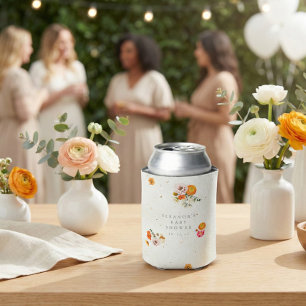 Boho Orange Cottagecore Florales Babyshower-Name Dosenkühler