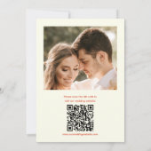 Boho Orange Floral Line Art 2 Foto QR Code Save The Date (Rückseite)