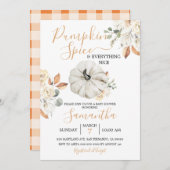 Boho Orange Floral Pumpkin Spice Fall Baby Dusche Einladung (Vorne/Hinten)