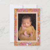 Boho Orange Floral Two Foto Babydusche Dankeskarte (Vorderseite)