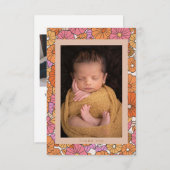 Boho Orange Floral Two Foto Babydusche Dankeskarte (Vorne/Hinten)