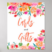 Boho orange floral wildflowers bridal  bridal sign poster (Vorne)