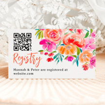 Boho orange floral wildflowers bridal registry
