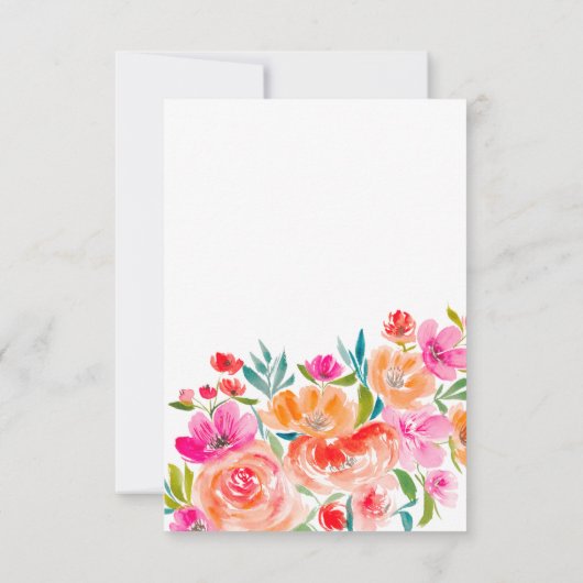 Boho orange floral wildflowers bridal shower dankeskarte (Rückseite)