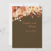 Boho Orange Floral Winter Kaffee Braun Hochzeit Einladung (Rückseite)