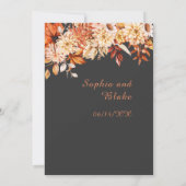 Boho Orange Floral Winter Pebble Gray Wedding Einladung (Rückseite)