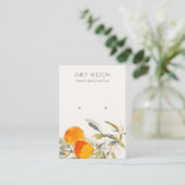 Boho Orange Fruity Watercolor Earring Stud Display Visitenkarte (Stehend Vorderseite)