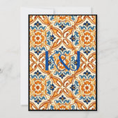 Boho Orange Geometric Italian Tile + Border Einladung (Rückseite)