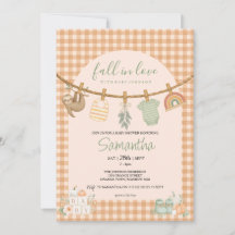 Boho Orange Gingham Wäscheleine Baby Shower