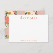 Boho Orange Green Botanical Custom Brautparty Dankeskarte (Vorne/Hinten)