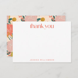 Boho Orange Green Botanical Custom Brautparty Dankeskarte