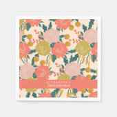 Boho Orange Green Botanical Custom Brautparty Serviette (Vorderseite)