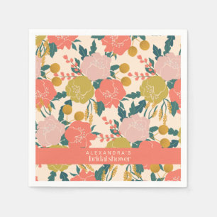 Boho Orange Green Botanical Custom Brautparty Serviette