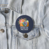 Boho Orange Kamera & Blume Aquarell Geburtstag Button (Beispiel)