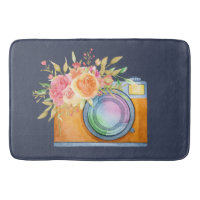 Boho Orange Kamera & Floral Bouquet Wasserfarbe