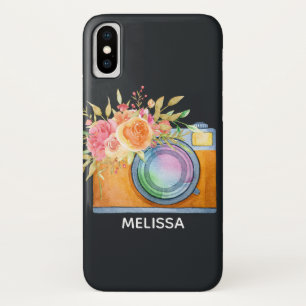 Boho Orange Kamera & Floral Bouquet Wasserfarbe Case-Mate iPhone Hülle