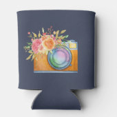 Boho Orange Kamera & Floral Bouquet Wasserfarbe Dosenkühler (Rückseite)