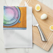 Boho Orange Kamera & Floral Bouquet Wasserfarbe Geschirrtuch (Viertel Falte)