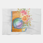 Boho Orange Kamera & Floral Bouquet Wasserfarbe Geschirrtuch (Horizontal)