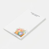 Boho Orange Kamera & Floral Bouquet Wasserfarbe Post-it Klebezettel (angewinkelt)