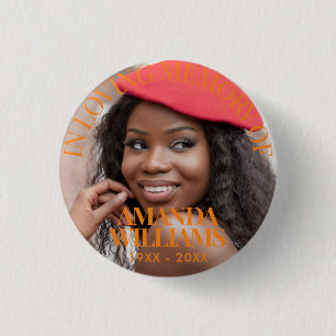Boho Orange Memorial zum Personalisierten Foto Button