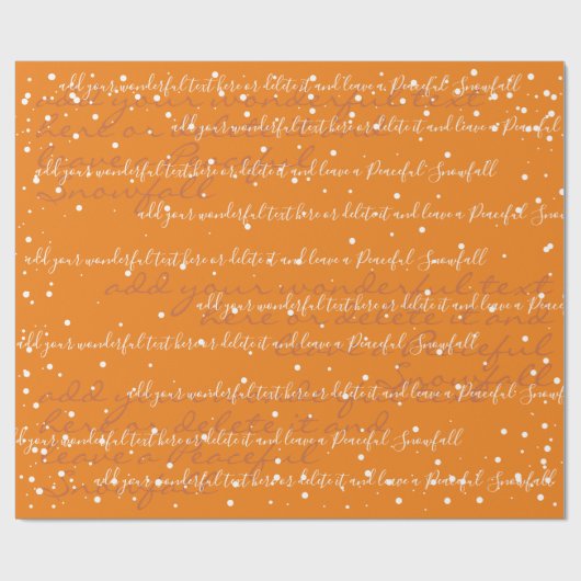 Boho Orange Minimalistische Skripttextschneefall Geschenkpapier (Flach)