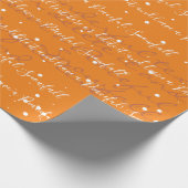 Boho Orange Minimalistische Skripttextschneefall Geschenkpapier (Ecke)