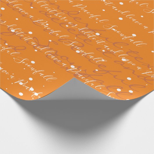 Boho Orange Minimalistische Skripttextschneefall Geschenkpapier (Ecke)