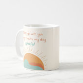 Boho Orange Mountain Sun Making My Day Special Kaffeetasse (Vorderseite Links)