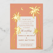 Boho orange Palm Springs Hochzeitspazierweg Folieneinladung (Vorderseite)