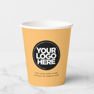Boho Orange   Personalisiertes Logo und Text Pappbecher