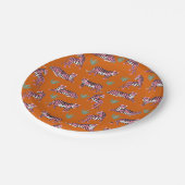 Boho Orange Pink Dschungel Tiger Pappteller (Schrägansicht)