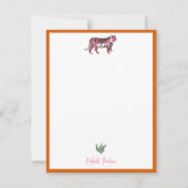 Boho Orange Pink Jungle Tiger Script Mitteilungskarte (Vorderseite)