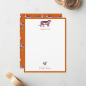 Boho Orange Pink Jungle Tiger Script Mitteilungskarte (Vorderseite/Rückseite Beispiel)