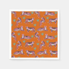 Boho Orange Pink Jungle Tigers Serviette