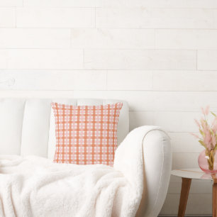 Boho Orange Pink Karo Modern Trend  Kissen