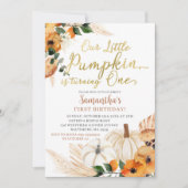 Boho Orange Pumpkin Birthday Einladung (Vorderseite)